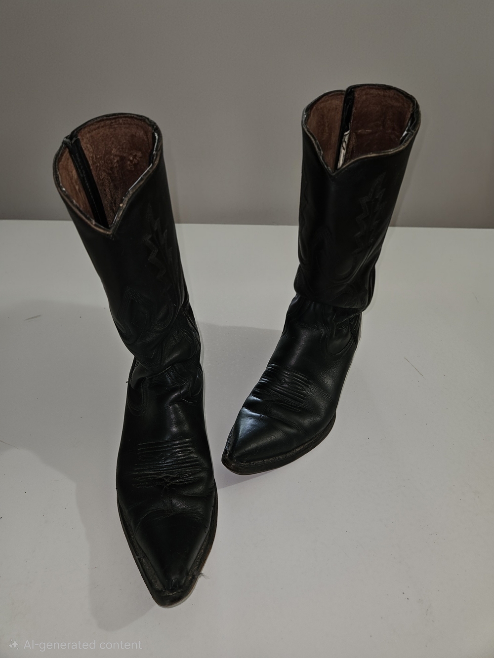 Zodiac Black Leather Cowboy Boots
